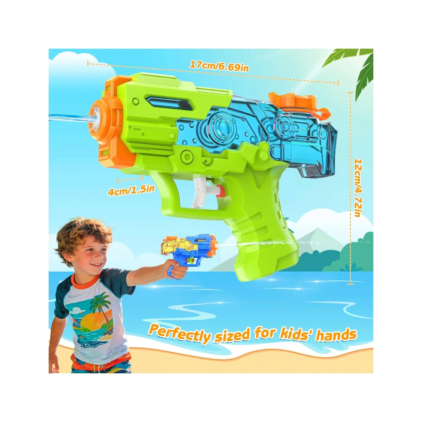 Water Guns for Kids, 2 Pack Mini Squirt Guns with Trigger Small Water Blaster Pistol Toys for Boys Girls Toddlers Summer Outdoor Yard Swimming Pool Beach Water Fighting Party Favors